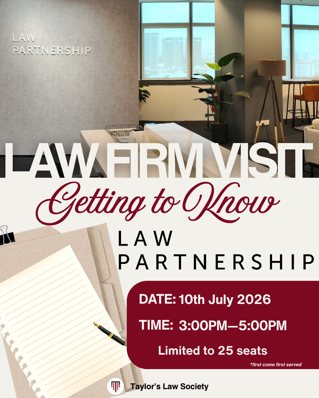Law Partnership Firm Visit event poster