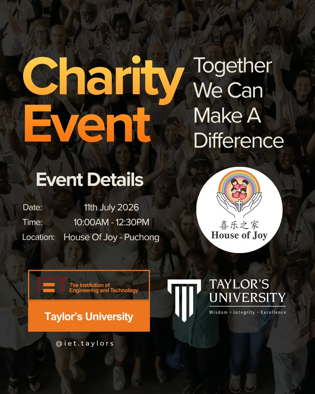 Taylor's IET On Campus Charity Event @ House of Joy event poster