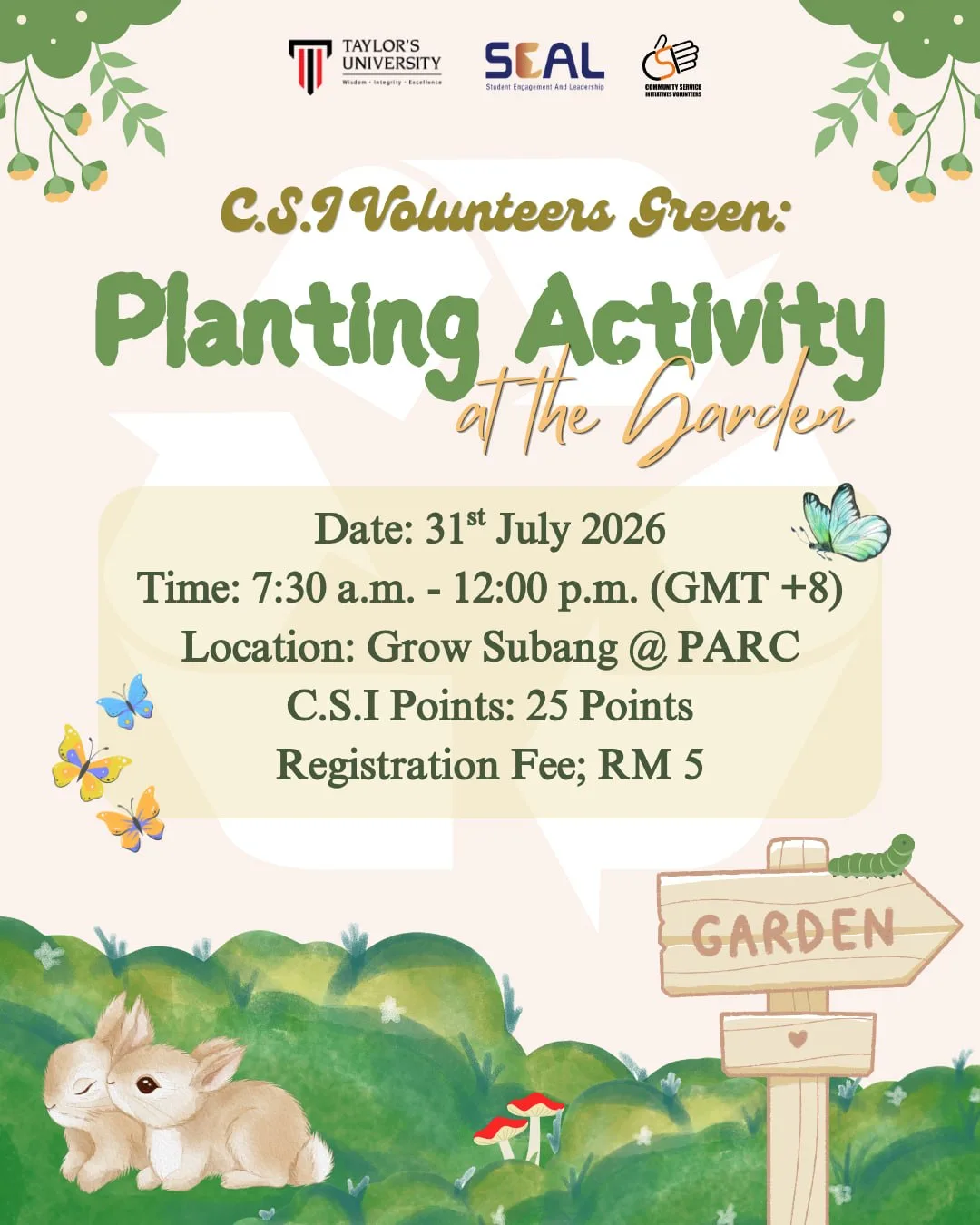 C.S.I Green Day: Planting Activity at the Garden event poster