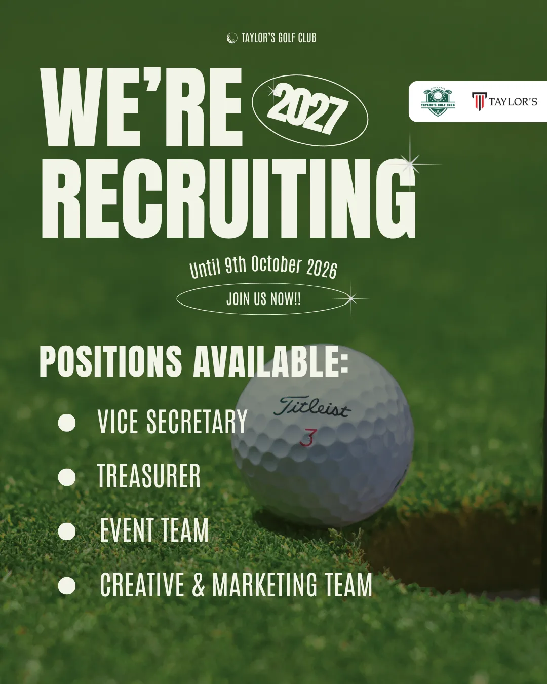 Join Taylor's Golf Club EXCOBODs 26/27! event poster