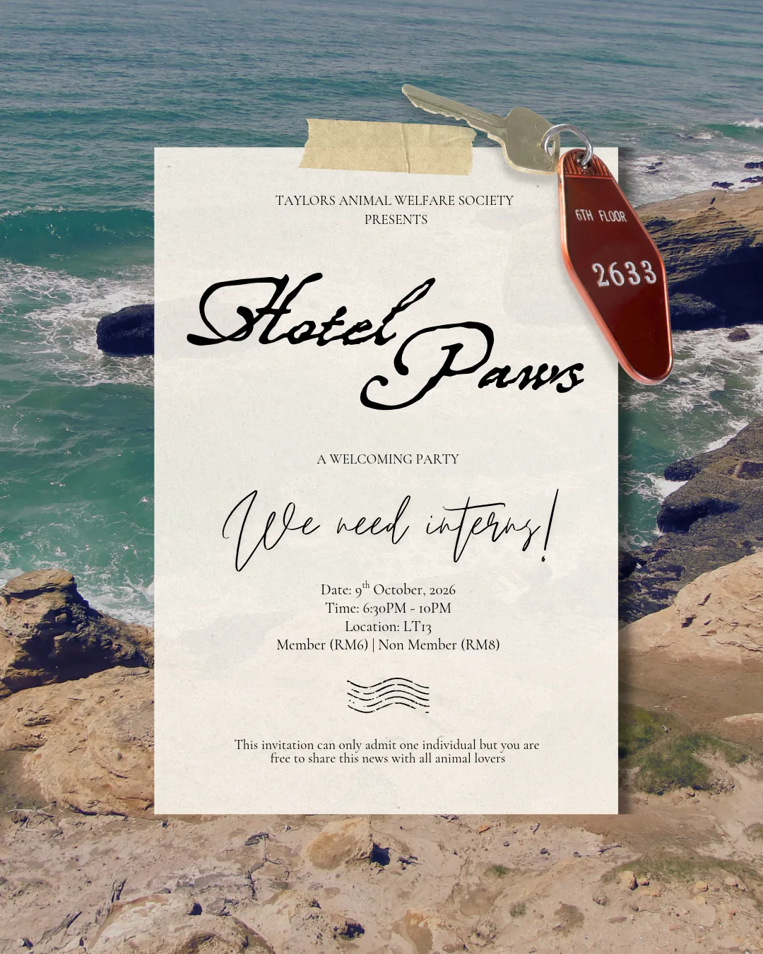 Hotel Paws: Taylor's Animal Welfare Welcoming Party event poster