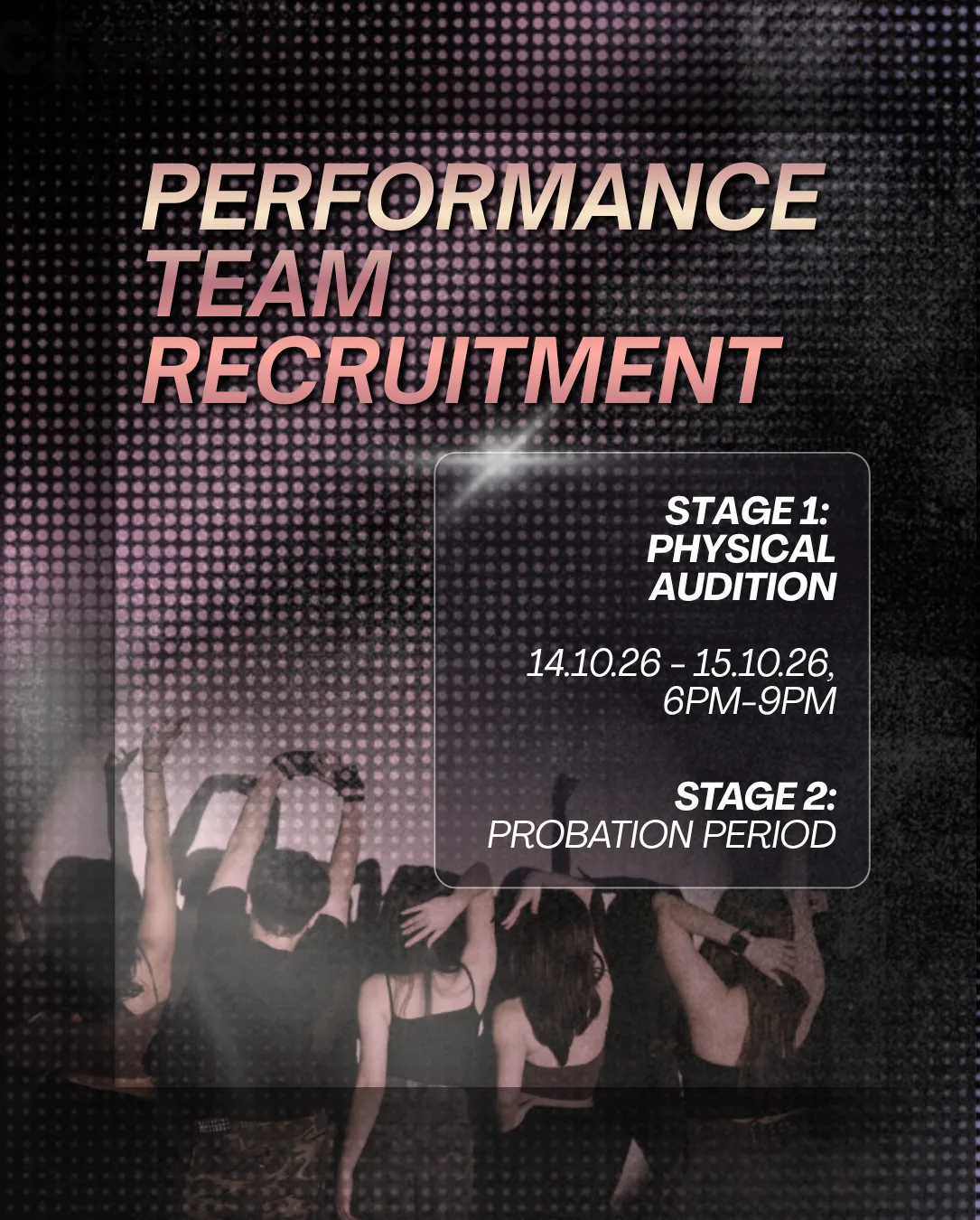 TLDC PERFORMANCE TEAM RECRUITMENT event poster