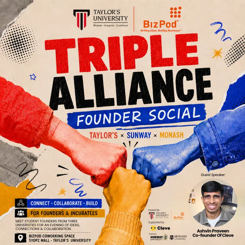 BizPod's Founder's Social: Triple Alliance Edition event poster