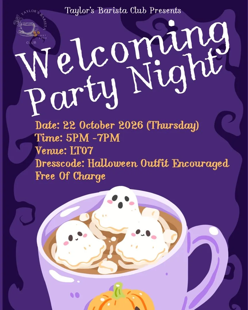 Taylor's Barista Club Welcoming Party Night event poster