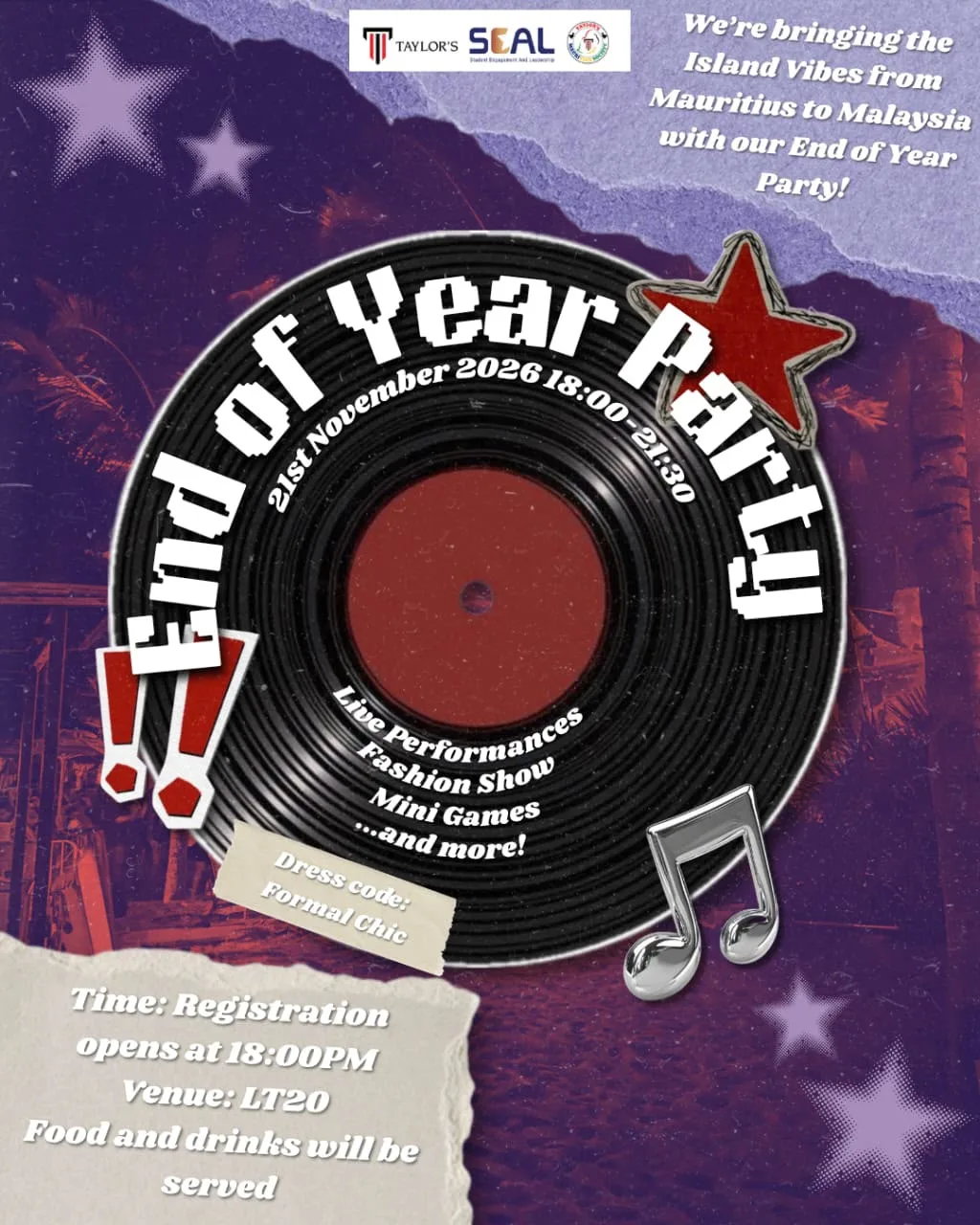 End of Year Party 2026 (Taylor's Mauritian Society's Signature Event) event poster