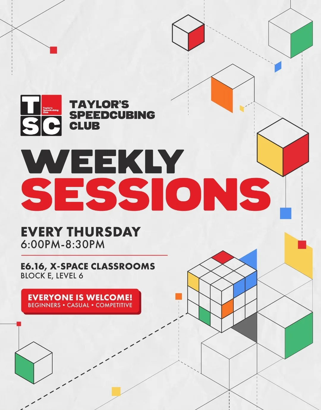 Cubing Weekly #1 Session event poster